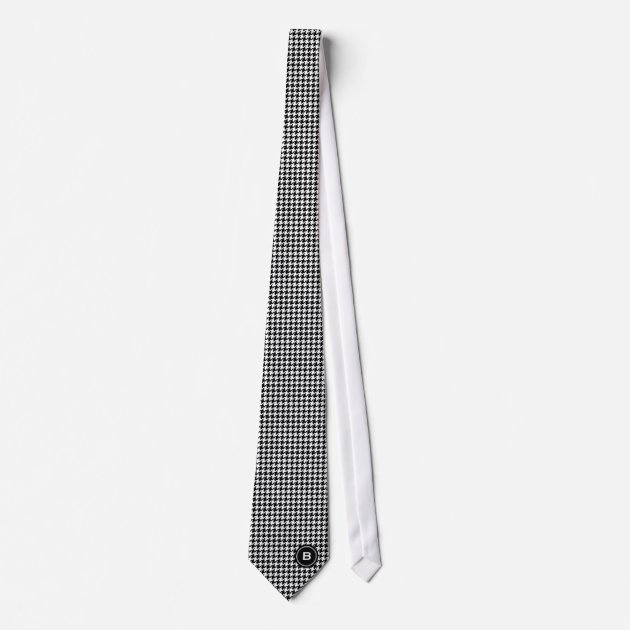 Classic black and white houndstooth with monogram tie