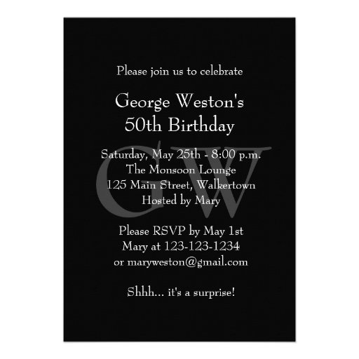 Classic Black Birthday Invitation (front side)