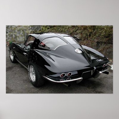 Classic Black Corvette Split Window Poster by Incatneato black Corvette