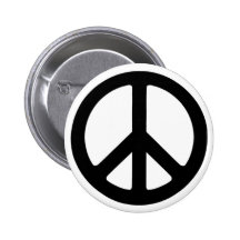 Classic Black Groovy Peace Symbol Button