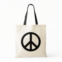 Classic Black Groovy Peace Symbol Canvas Bag