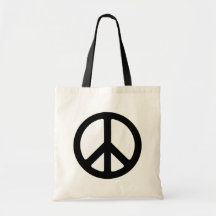 Classic Black Groovy Peace Symbol Canvas Bag
