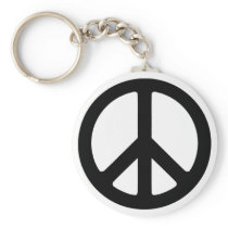 Classic Black Groovy Peace Symbol Keychains