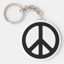 Classic Black Groovy Peace Symbol Keychains