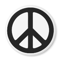 Classic Black Groovy Peace Symbol Refrigerator Magnet