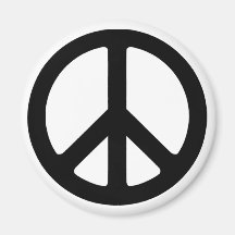 Classic Black Groovy Peace Symbol Refrigerator Magnet
