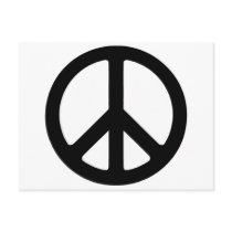 Classic Black Groovy Peace Symbol postcards