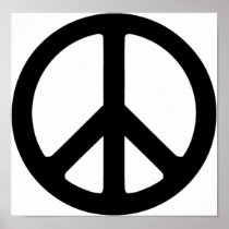Classic Black Groovy Peace Symbol Posters
