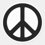 Classic Black Groovy Peace Symbol Round Stickers