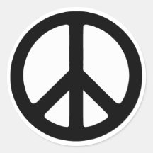 Classic Black Groovy Peace Symbol Round Stickers
