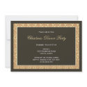 Classic black panel golden damask frame holiday invitation