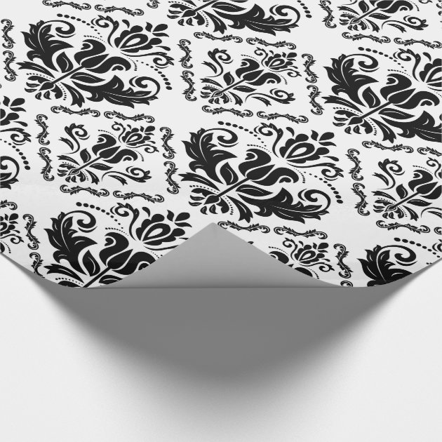 Classic Black White Damask Pattern - Stylish Chic Wrapping Paper-3