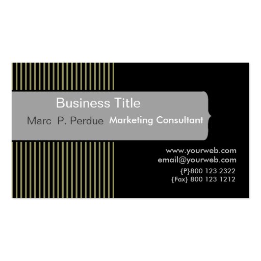 Classic Black White Gray Masculine Corporate Business Cards (front side)