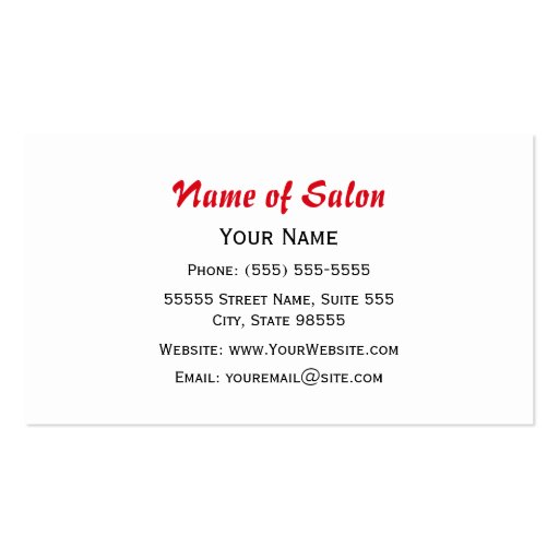 Classic Black White Hair Salon Vintage Red Lips Business Cards (back side)