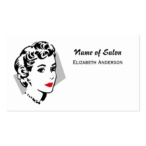 Classic Black White Hair Salon Vintage Red Lips Business Cards