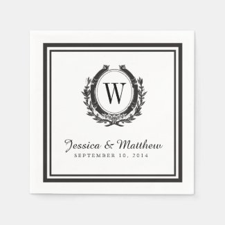 Classic Black & White Monogram Paper Napkins