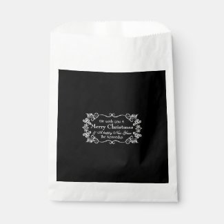 Classic Black White Personalized Family Christmas Favor Bags