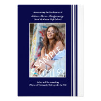 Classic Blue and Grey Photo Graduation Announcemen invitations