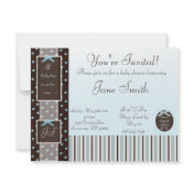 Classic Blue Boy Baby Shower Invitation