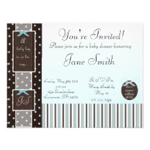 Classic Blue Boy Baby Shower Invitation