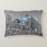 Classic Blue Car on Field Decorative Pillow