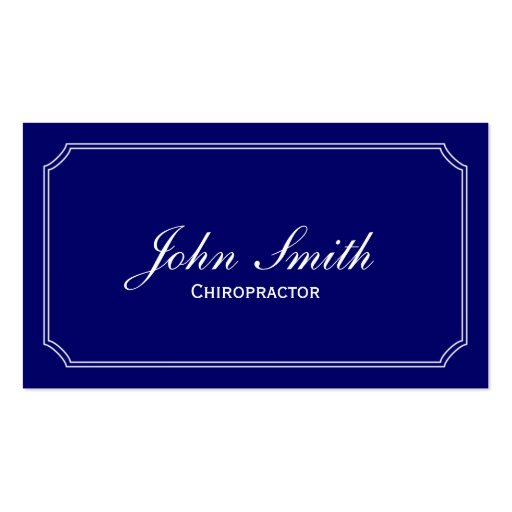 Classic Blue Chiropractor Business Card (front side)