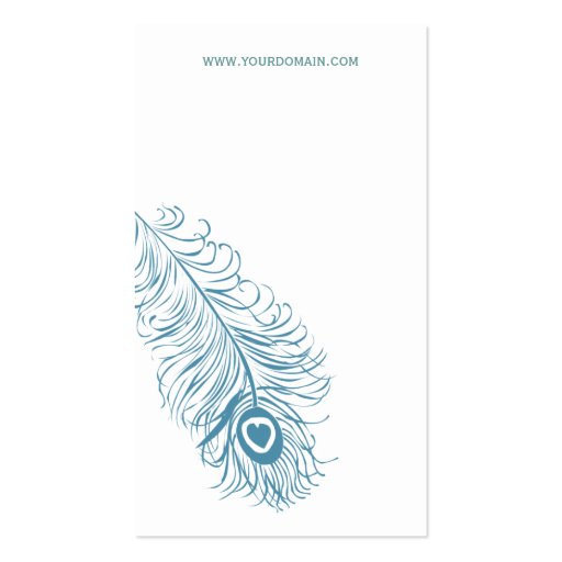Classic Blue  Peacock Feather Business Card Template (back side)