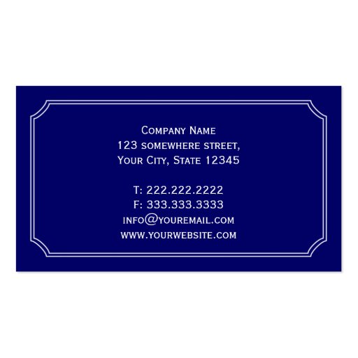 Classic Blue Pilot/Aviator Business Card (back side)
