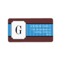 Classic blue stripes monogram return address label