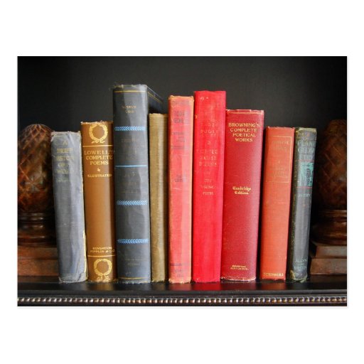 Classic Books on a Shelf Post Card