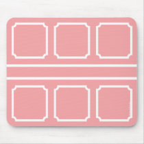 Classic Border Pattern Mousepad in Coral/White
