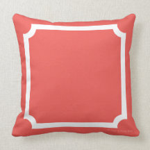 Classic Border Pillow in Tangerine/White