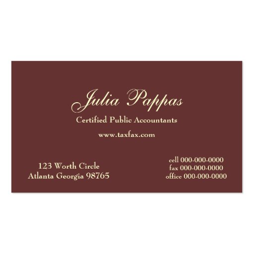 Classic Brown Damask Business Card Templates (back side)