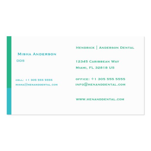 Classic Business Card for Dental, other. (back side)