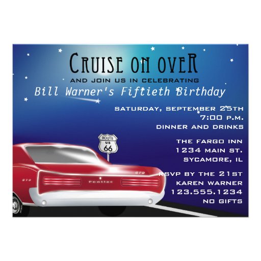 Classic Car Birthday Party Invitation (front side)