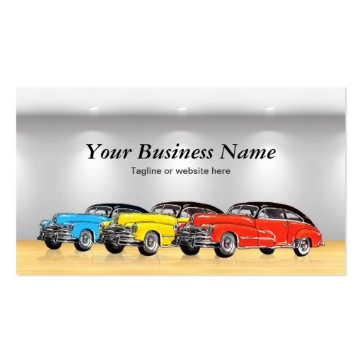 Classic Car Dealer Showroom - Unique Automotive Business Cards (front side)