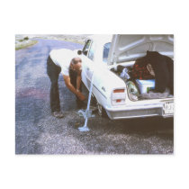 Classic Car Flat Tire Postcard