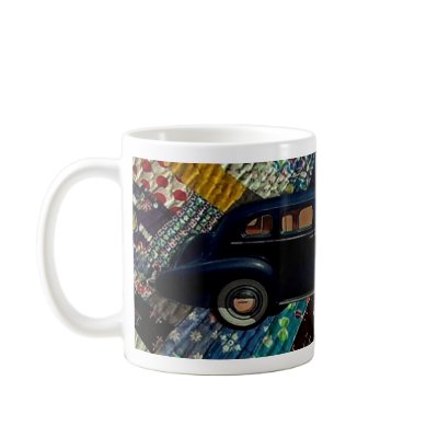 Classic Car on Quilt, Navy Coffee Mugs by danagraves