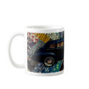 Classic Car on Quilt, Navy mugs by danagraves Classic Car on Quilt, Navy mugs