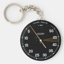 Classic car rev counter, vintage tachometer gauge key chain