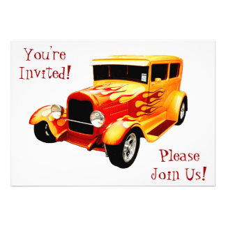 classic car retirement invitations flames invitation