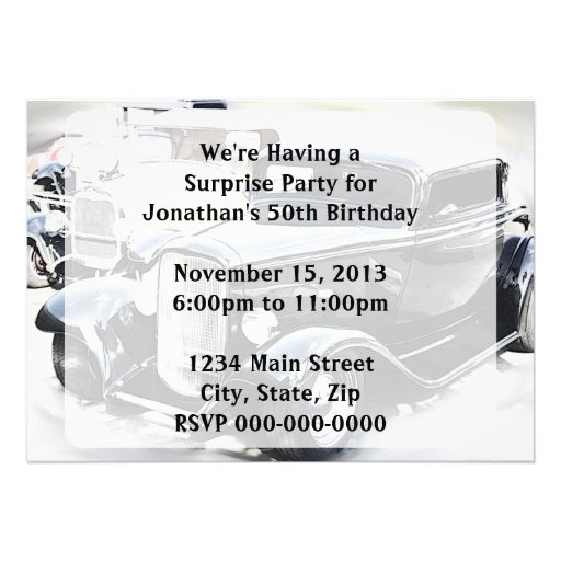 Classic Cars Birthday Personalized Invite