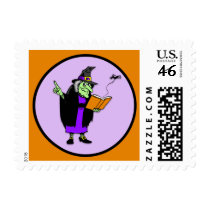 Classic Cartoon Halloween Witch Postage Stamps