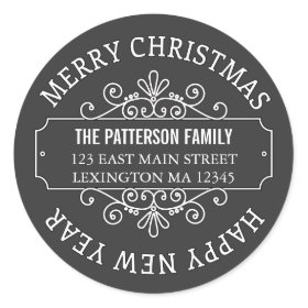 Classic Chalkboard Merry Christmas Label Classic Round Sticker
