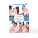 Classic collage blue striped band Christmas photo card