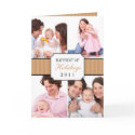 Classic collage brown striped band Christmas photo card