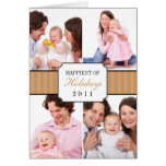 Classic collage brown striped band Christmas photo Greeting Card