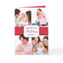 Classic collage red striped band Christmas photo card