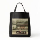grocerytote - Beautiful classic Corvette Convertible parked outside a Japanese coutyard.  Personalize design to make it one-of-a-kind gift.