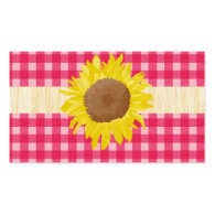 Classic country pink plaids and sunflowers. business card